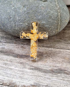 Escultura de Cruz de Resina Epoxi Esmaltada Hecha a Mano y Ecológica con Incrustaciones de Hoja de Oro, Pieza de Arte Religiosa para Decoración del Hogar - Product Image 6