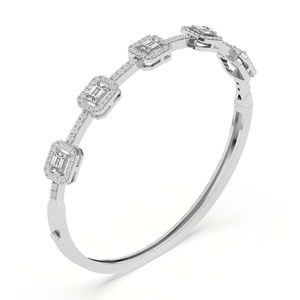New Arrival 14k Gold Made Openable <b>Bangle</b> <b>Bracelet</b> Comes With Brilliant Emerald Cut Embrace Lab Grown Diamond In (1 Ct. Tw.) - Product Image 5