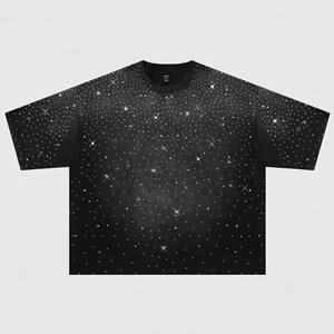 Camiseta de manga larga con cuello redondo y gráfico de San Benito, estilo vintage desgastado, con pedrería, para hombre - Product Image 1