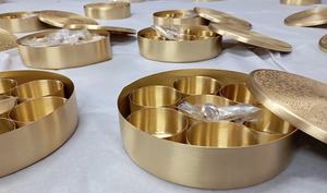 Brass spice box used for Wedding gifts, Baby <b>shower</b> and for all festive occasions. - Product Image 3