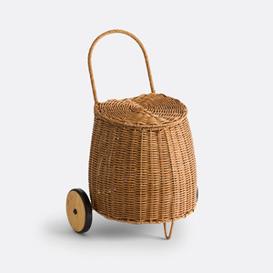 Chariot à jouets en osier avec roues pour enfants, unisexe, de 2 à 4 ans, en rotin naturel tissé à la main du Vietnam - Product Image 1