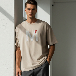 เสื้อยืดโอเวอร์ไซส์ประดับเพชรขายดีสำหรับผู้ชาย พิมพ์ลายตามสั่ง ผ้าฝ้าย 100% คุณภาพสูง ระบายอากาศได้ดี สไตล์สตรีทแวร์ ฮิปฮอป Y2K ลายกราฟิก - Product Image 6