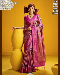 Noor Pink Elegance Silk <b>Saree</b> for Women-Traditional Wedding Diwali & Party Wear - Product Image 6