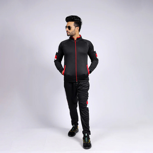 <b>Men's</b> <b>Black</b> Printed Color Block Streetwear Tracksuit Set Breathable Hooded Drawstring <b>Jacket</b> and Ankle-Length Pants Eco-Friendly - Product Image 1