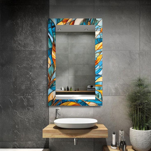 Espejo Rectangular de Lujo con Mosaico Azul Turquesa y Marco Artístico con Incrustaciones Amarillas Ámbar, Espejo Decorativo Moderno - Product Image 4