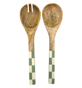 Juego de servidores de ensalada de madera de mango a precio asequible con mango esmaltado, juego de cucharas para ensalada para la mesa del comedor en el hogar o hotel. - Product Image 5