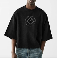 T-shirt Hip Hop à manches courtes personnalisé épaule tombante 100% coton lourd plaine surdimensionné hommes courts t-shirts