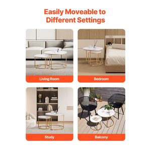 Vintage Nesting <b>Coffee</b> <b>Table</b> Set of 2 27.6 in <b>Small</b> Place Side <b>Tables</b> for Night Stand or End <b>Table</b> - Product Image 6