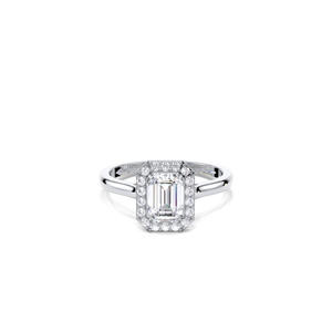 Lab Grown Diamond <b>Emerald</b> Cut Halo Engagement <b>Ring</b> Yellow Gold Solitaire Hidden Halo Bridal Wedding Anniversary Gift - Product Image 3