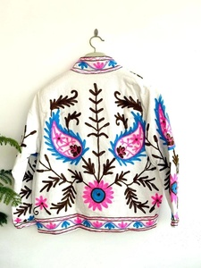 Hand Embroidered Quilted Suzani Velvet Eco-Friendly Boho Floral Jacket - Product Image 3