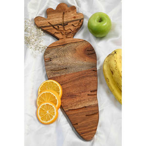 <b>Food</b> Safe Carrot Shaped Wooden Serving Platter Acacia Wood Kids Charcuterie Board Funny Easter Plates Custom Wooden Serving Tray - Product Image 3