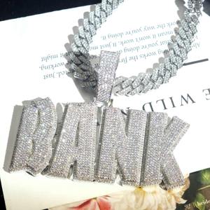 Collar con Nombre Personalizado con Incrustaciones de Diamantes, Cadena Cubana, Colgante con Letra, Joyería Hip Hop en Línea en India - Product Image 6