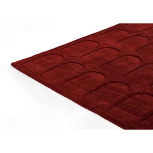 Burgundy Hand Tufted Wool Area Rug Modern Geometric Oval Pattern Minimalist Living Room Bedroom Custom Size Carpet Home Decor - Product Image 3