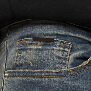 Custom Logo Heavyweight Distressed Black Acid Washed Denim Wide Leg Skinny Flare - Product Image 5