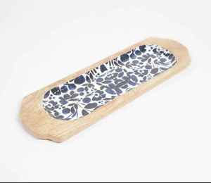 Plateau de service rectangulaire en bois, couleur unie, design minimaliste, vaisselle durable pour les collations et les desserts - Product Image 6