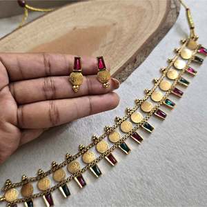 18K Gold Plated <b>Titanium</b> and Brass Pearl Diamond Choker <b>Necklace</b> for Wedding - Product Image 2