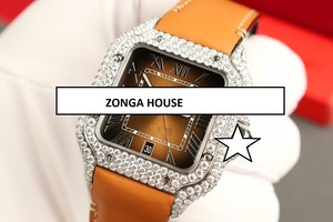 Reloj Unisex de Lujo con Correa de Cuero y Cristal, Esfera Cuadrada de Acero Inoxidable de 41 mm, Analógico, con Diamantes Moissanite Vvs1 - Product Image 4