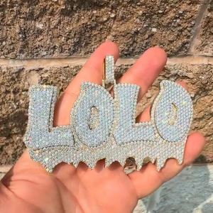Pendentif Lettre Initiale Personnalisée en Argent Sterling 925 Moissanite Iced Out pour Hommes, Bijou Bling Hip Hop Rapper - Product Image 6
