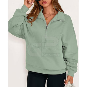 Custom <b>Women</b> <b>Quarter</b> <b>Zip</b> <b>Sweatshirt</b> With Breathable Performance Fabric Relaxed Fit For Active Sports And Outdoor Wear - Product Image 5