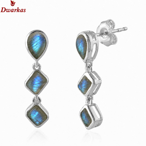 Hot popular elegant <b>earrings</b> 925 sterling <b>silver</b> labradorite gemstone <b>drop</b> <b>earring</b> exporter manufacturer - Product Image 1