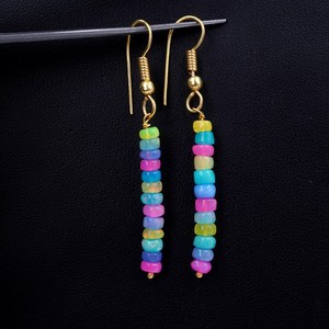Pendientes de cuentas de ópalo etíope natural multicolor, pendientes de plata y oro, regalo para ella - Product Image 5
