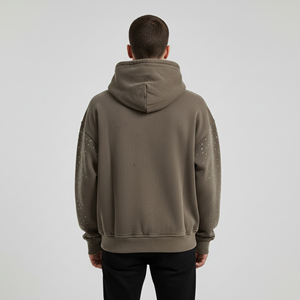 Sweat-shirts personnalisés pour hommes en coton 100% 600 g/m², streetwear de haute qualité, imprimé camouflage texture jungle, coupe ample et épaisse - Product Image 5