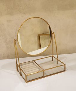 Tabletop vanity mirror makeup mirror with stand rotating mirror metal vanity mirror marble base mirror <b>dressing</b> <b>table</b> mirror - Product Image 3