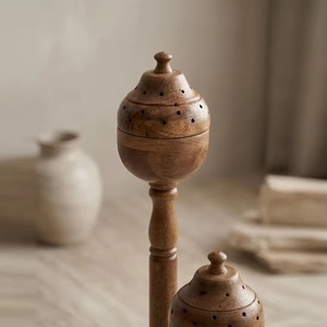 Soporte de incienso de madera de tallo largo con tapa de globo hueco, difusor de aromaterapia - Product Image 4