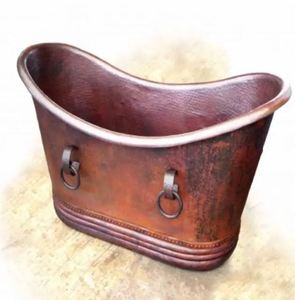 Bañera Ovalada de Cobre Hecha a Mano, Bañera Independiente con Acabado Antiguo y Base con Borde para Baño de Casa u Hotel - Product Image 6