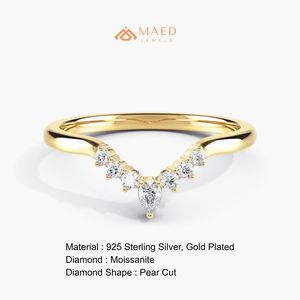 Anillo de Moissanita Chapado en Oro de 18K con Forma de V, Anillo de Boda de Diamantes, Joyería Fina para Mujer, Lujo Estadounidense, Aniversario, Promesa - Product Image 6