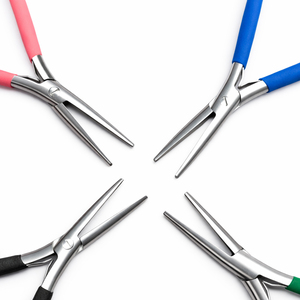 Pinzas de Acero Inoxidable de 7 Pulgadas, Ligeras y de Alta Calidad para Extensiones de Cabello con Anillos y Eslabones, Multifuncionales, 4 Piezas - Product Image 1