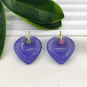 Pendentif Cœur en Quartz Tanzanite Sculpté 20mm, Breloque Cœur en Quartz Tanzanite Gravée, Pendentif Plaqué Or, Fournisseurs de Bijoux - Product Image 1