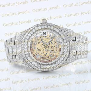 Luxury Wear Pass Diamond Tester Auto Date skeleton Dial D VVS Totalmente helado Moissanite Diamond Full White Hip Hop Watch Hombre - Product Image 2