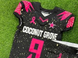 Conjunto de Uniforme de Fútbol Juvenil Coconut Grove, Negro y Rosa, Sublimado, Cuello en V, Manga Corta, Transpirable, para Niños, Todas las Temporadas - Product Image 3