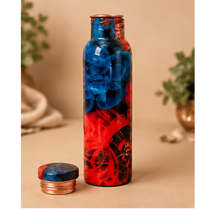 Botella de cobre con motivos coloridos y tapa de cobre, artículos de bebida portátiles para viaje, diseño moderno - Product Image 2