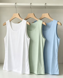 Women's Solid Knitted Tank Top Scoop Neck Breathable Regular Length Minimalist Style White Mint Blue - Product Image 1