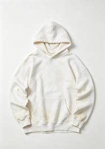 <b>Women's</b> <b>Cream</b> Cotton Hoodie <b>Fleece</b> Solid Color Casual Pullover With Pockets Regular Fit Autumn Wear - Product Image 1