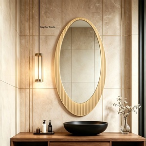 Daystar Trade Modern Irregular Gold Frame LED Backlit Wall-Mounted Bathroom <b>Vanity</b> <b>Mirror</b> Elegant Vertical Ribbed Bar Mitzvah - Product Image 1