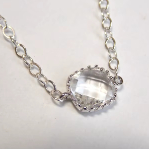 Collar de cristal con colgante de cristal transparente, collar plateado, collar para dama de honor, joyería nupcial, regalo para mujer - Product Image 1