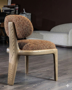 Midcentury Solid Wood Dining Accent Chair with Upholstered Seat and Curved Backrest for Home & Hotel Use - Product Image 3