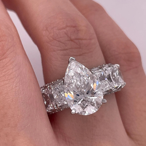 IGI Certified 11 Carat Pear Cut Lab Grown <b>Diamond</b> 14K Yellow Gold Engagement <b>Ring</b> Luxury Wedding Bridal Jewelry Gift - Product Image 5