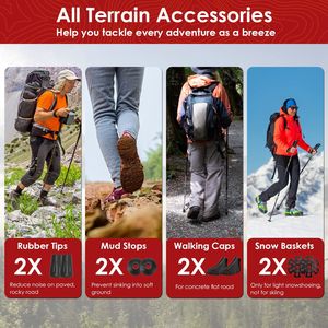 2 Bastoncini da Trekking Pieghevoli in Alluminio Regolabili con Impugnature in Schiuma EVA, Bastoni da Escursionismo Comodi e Richiudibili - Product Image 6