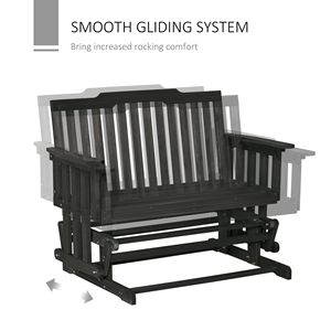 Dondolo da Giardino a 2 Posti con Design ad Asciugatura Rapida e Braccioli Allargati, Sedia a Dondolo in Legno per Giardino e Cortile - Product Image 4