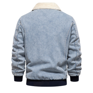 Autumn and Winter New Style <b>Men</b> Add <b>Velvet</b> Denim <b>Jacket</b> Casual Wash Denim <b>Jacket</b> - Product Image 3