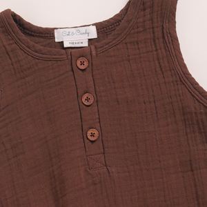 Mameluco de burbuja de muselina orgánica Cocoa Whisper Ropa de bebé de calidad premium - Product Image 3