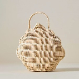 Seashell shape rattan handbags mini kid <b>purse</b> <b>cheap</b> price toddler storage basket Vietnamese factory - Product Image 3