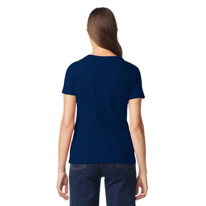 Camiseta de Manga Larga con Cuello en V Azul Marino con Logotipo para Mujer, Mezcla de Algodón Suave y Transpirable, Informal, Ligera, de Corte Regular para Uso Diario - Product Image 2
