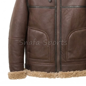 Professional Hot Sale <b>Men</b> New Design Custom Brand Leather Shearling <b>Jackets</b> Sheepskin Fur Bomber Leather Coat <b>Jacket</b> - Product Image 4