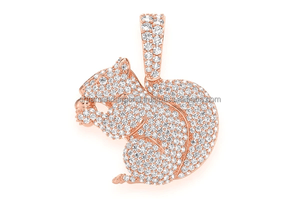 Pendentif élégant et personnalisé en argent 925 plaqué or, motif écureuil mangeant un châtaignier, serti de diamants naturels, idée cadeau raffinée - Product Image 6