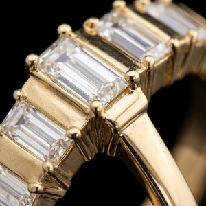 Bague de mariage éternelle en émeraude en or jaune/rose 10k 14k 18k avec diamant taille émeraude cultivé en laboratoire - Product Image 6